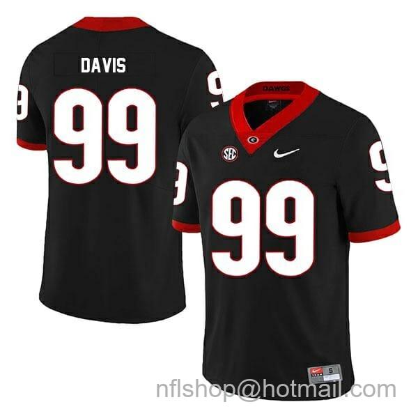 Men's Nike Georgia Bulldogs #99 Jordan Davis Jersey Black College Football NCAA