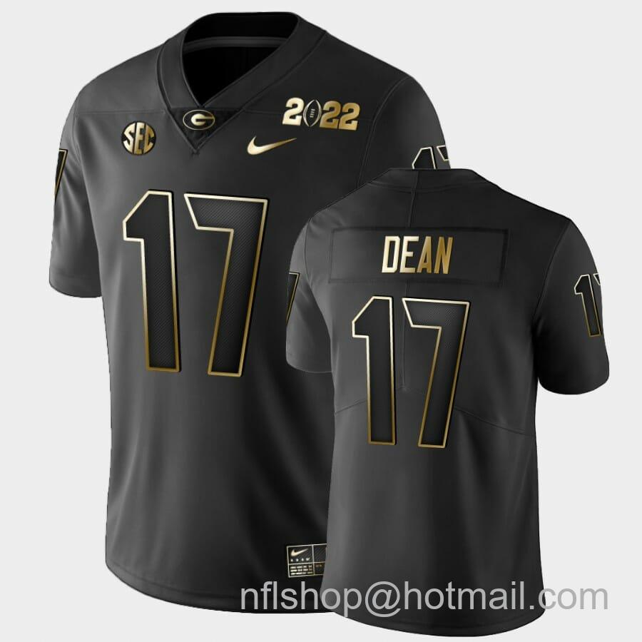 Men's Nike Georgia Bulldogs #17 Dean Jersey Black 2021 National Champions Golden