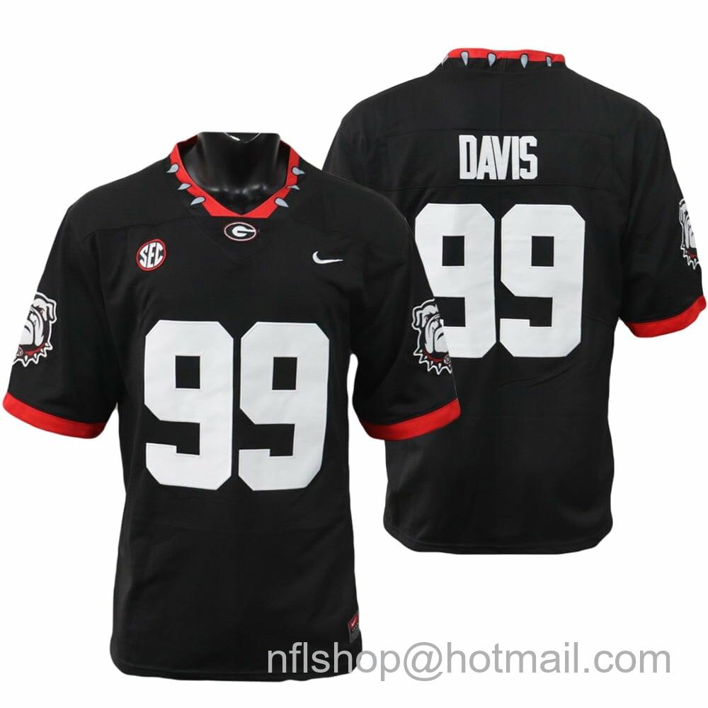 Men's Nike Georgia Bulldogs Jordan Davis Jersey #99 College Football Game Black