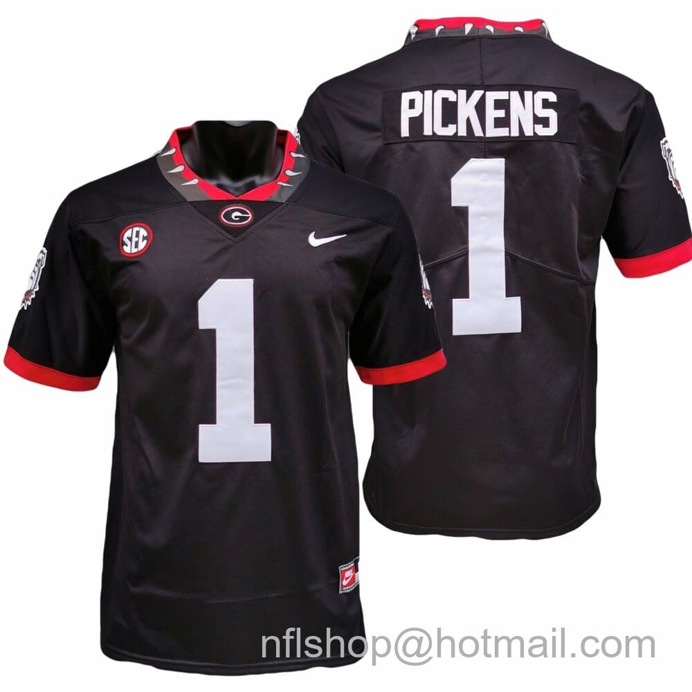 Men's Nike Georgia Bulldogs George Pickens Jersey #1 College Football Game Black