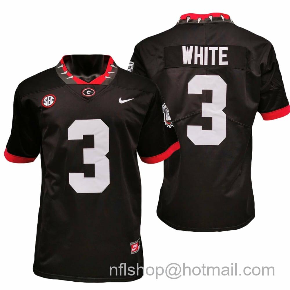 Men's Nike Georgia Bulldogs Zamir White Jersey #3 College Football Game Black