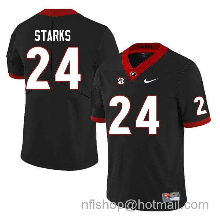 Men's Nike Georgia Bulldogs Malaki Starks Jersey #24 College Football Game Black