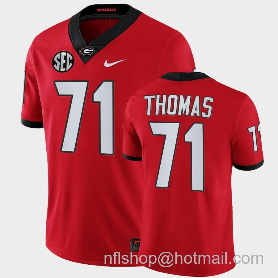 Men's Nike Georgia Bulldogs #71 Andrew Thomas Red College Football Alumni Jersey