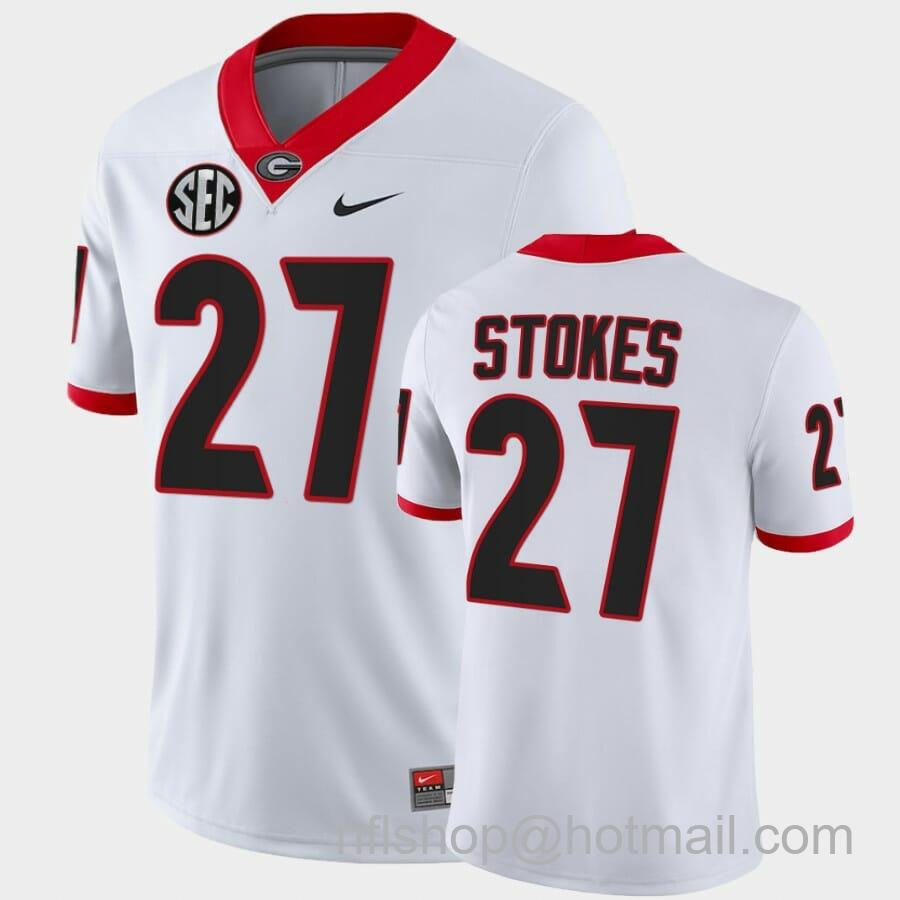 Men's Nike Georgia Bulldogs #27 Eric Stokes White College Football Alumni Jersey