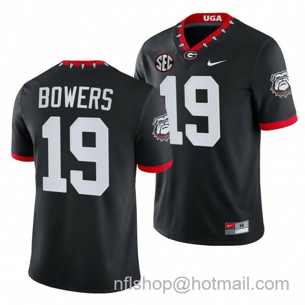 Men's Nike Georgia Bulldogs Bowers Jersey #19 Black 100th Anniversary College Football