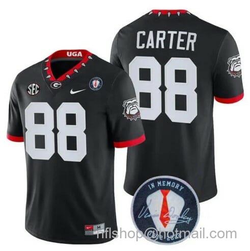 Men's Nike Georgia Bulldogs Jalen Carter #88 Jersey Honoring Vince Dooley Patch Black