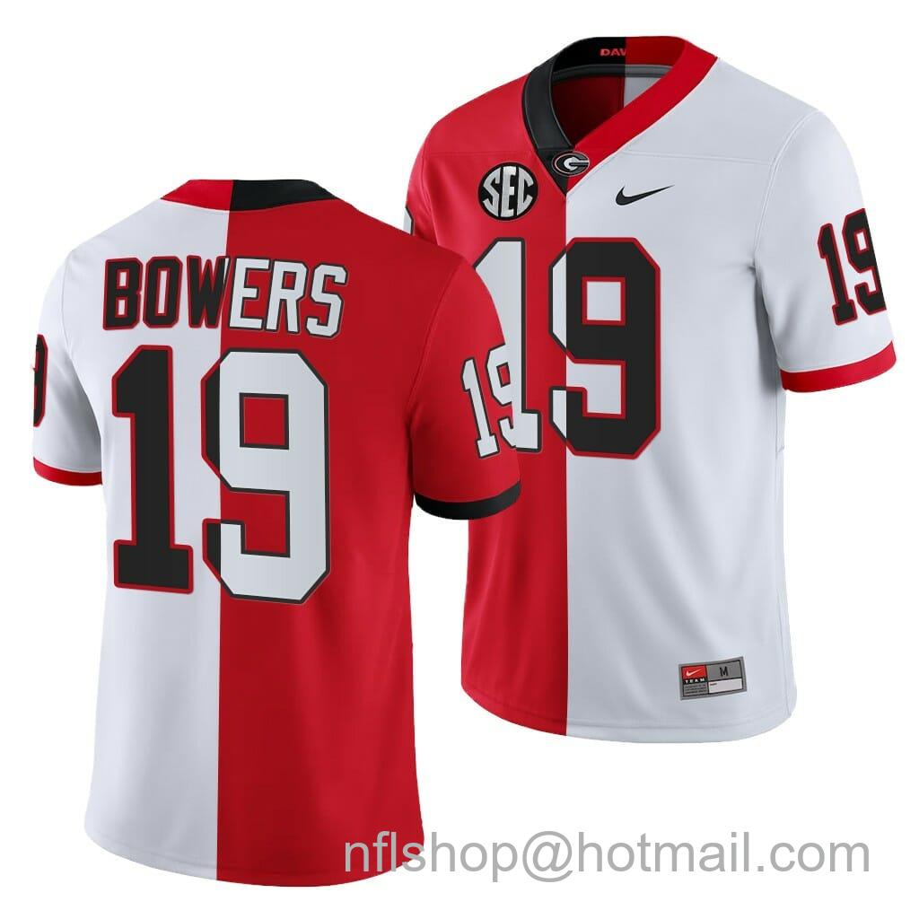 Men's Nike UGA Brock Bowers Jersey #19 Red White 2021-22 Split Edition College Football