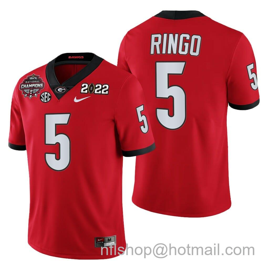 Men's Nike Georgia Bulldogs #5 Ringo Jersey 2021-22 CFP National Champions Red Uniform