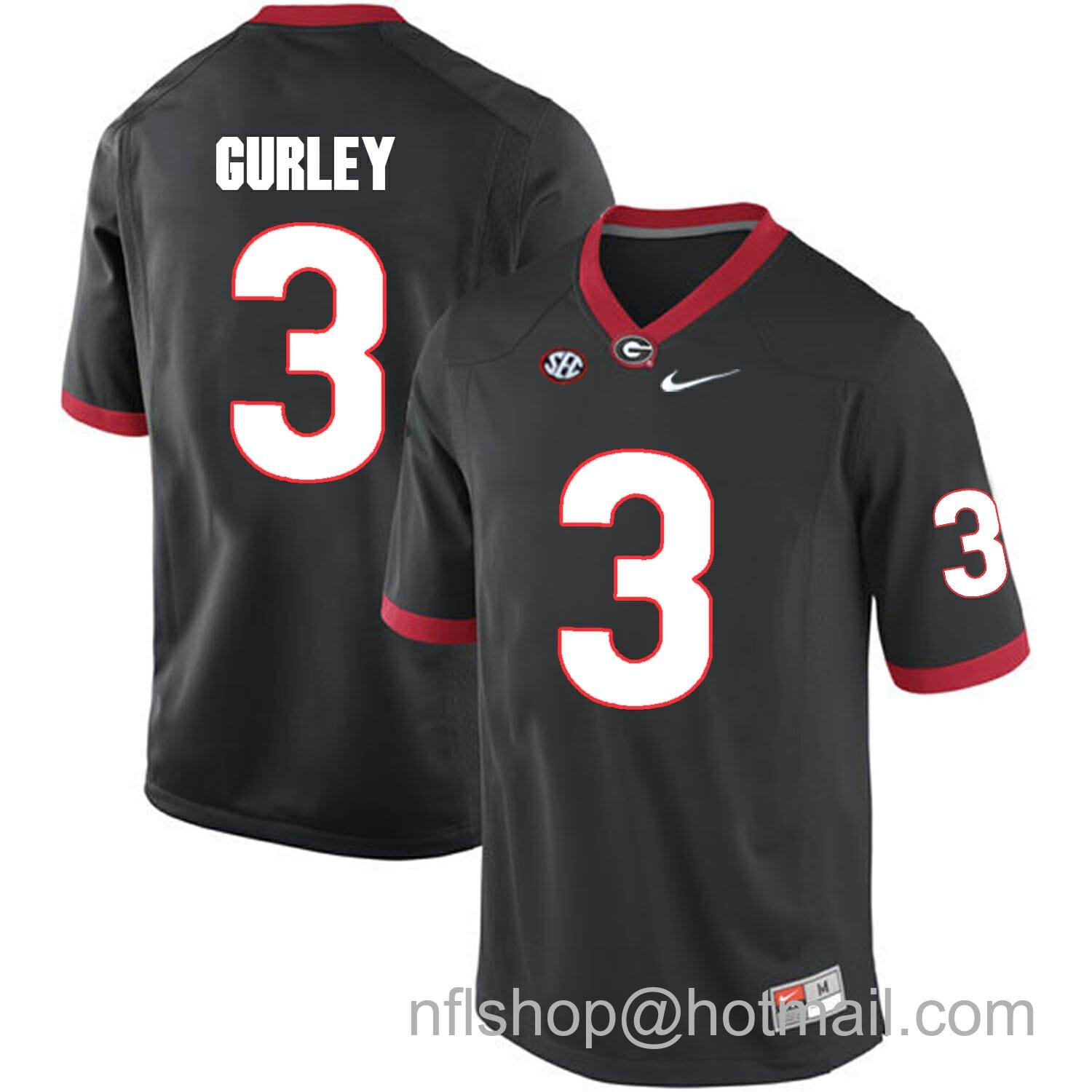 Men's Nike Georgia Bulldogs #3 Todd Gurley II College Football Jersey Black Sec Patch