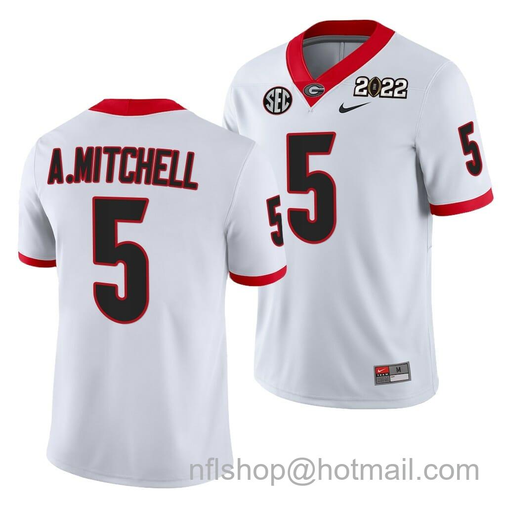 Men's Nike Georgia Bulldogs #5 Adonai Mitchell 2021 CFP National Champions White Jersey