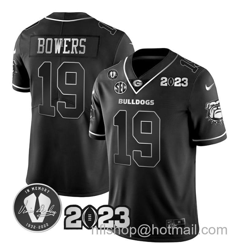 Men's Nike Brock Bowers Jersey #19 Georgia Bulldogs Football Black Silver All Stitched