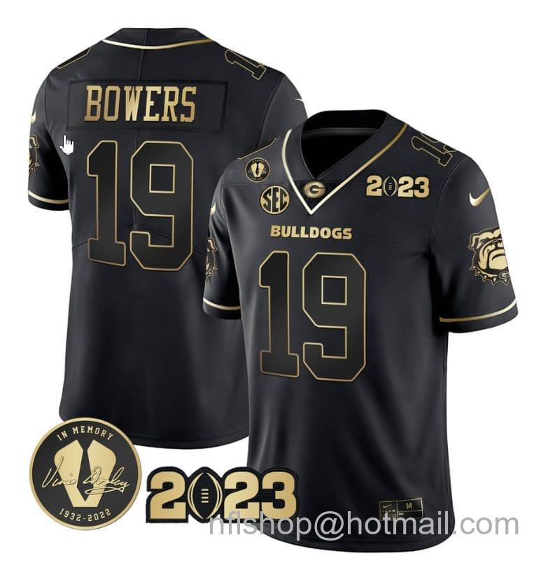 Men's Nike Brock Bowers Jersey #19 Georgia Bulldogs Football Black Gold All Stitched