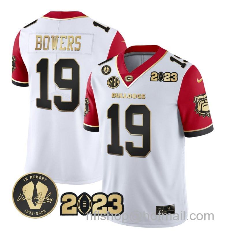 Men's Nike Brock Bowers Jersey #19 Georgia Bulldogs Football Red Sleeves All Stitched