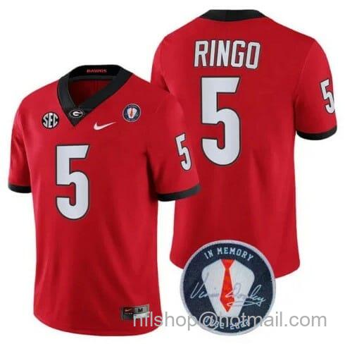 Men's Nike Georgia Bulldogs Kelee Ringo Jersey #5 Honoring Vince Dooley Patch Red