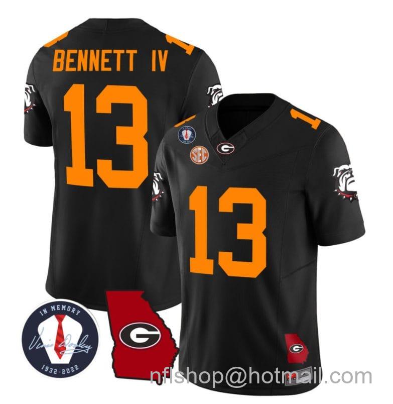 Men's Nike Stetson Bennett Jersey #13 Georgia Bulldogs Football Black Orange All Stitched