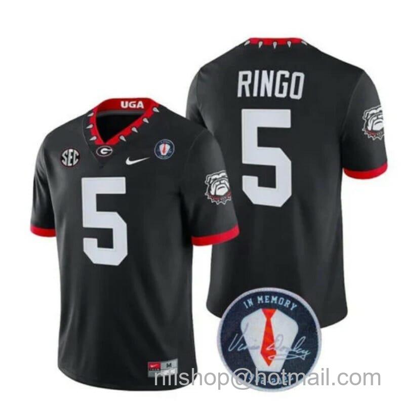 Men's Nike Georgia Bulldogs Kelee Ringo Jersey #5 Honoring Vince Dooley Patch All Stitched Black