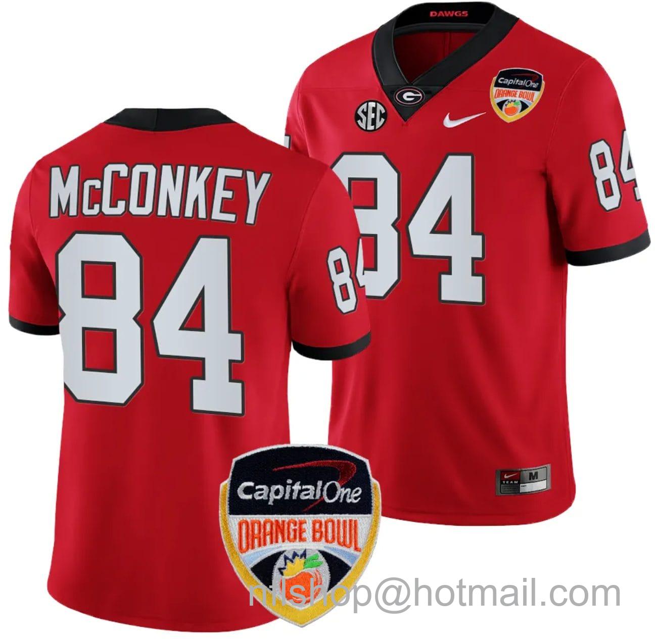 Men's Nike Ladd McConkey Jersey #84 Georgia Bulldogs Orange Bowl Patch 2023 College Football Red