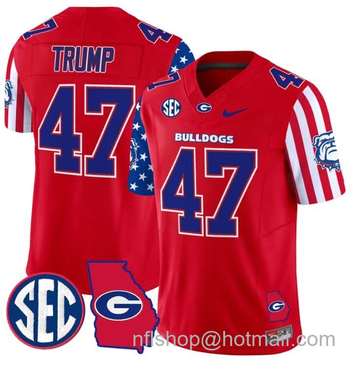 Men's Nike Donald Trump Jersey #47 Georgia Bulldogs American Style Vapor Limited Football Stitched Red