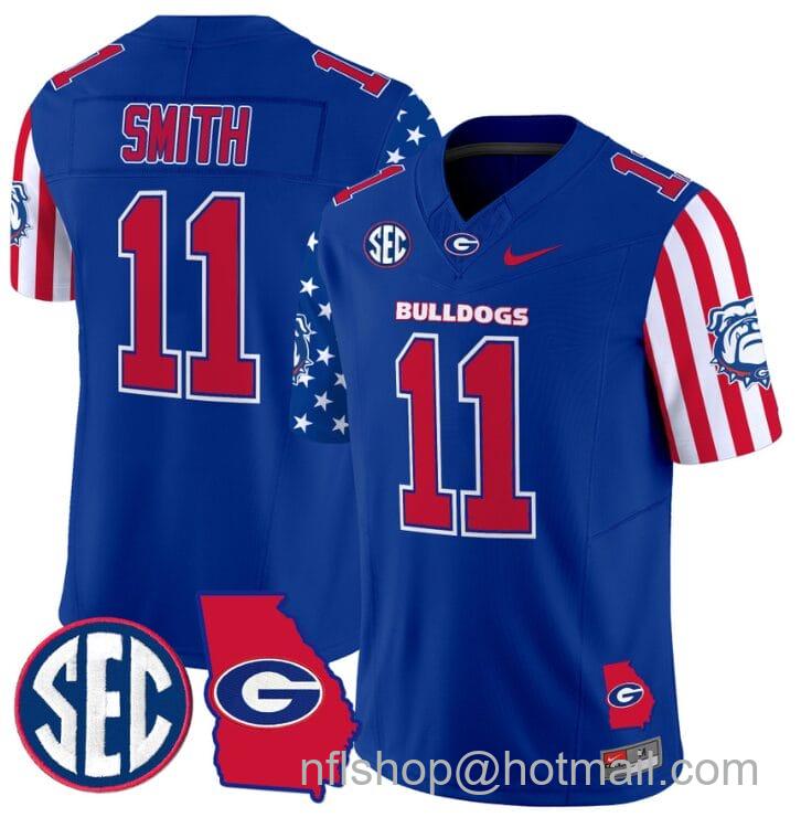 Men's Nike Arian Smith Jersey #11 Georgia Bulldogs American Style Vapor Limited Football Stitched Royal