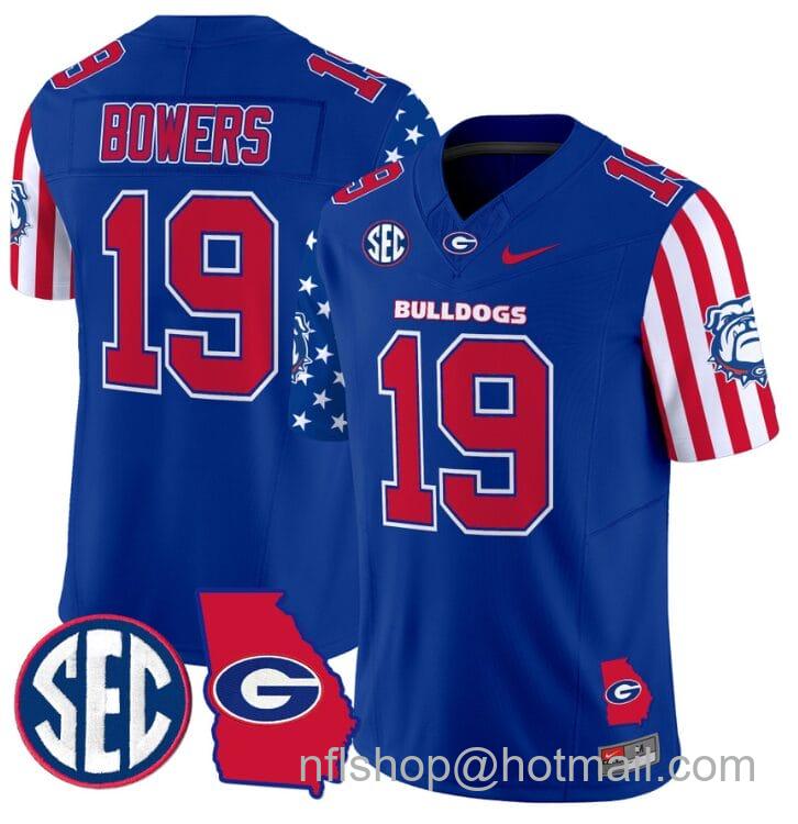 Men's Nike Brock Bowers Jersey #19 Georgia Bulldogs American Style Vapor Limited Football Stitched Royal