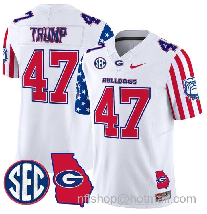 Men's Nike Donald Trump Jersey #47 Georgia Bulldogs American Style Vapor Limited Football Stitched White