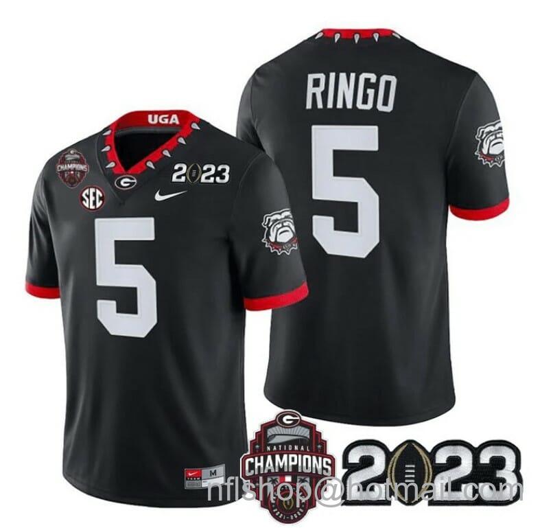 Men's Nike Georgia Bulldogs Kelee Ringo Jersey #5 CFP National Champions Patch 2023 All Stitched Black