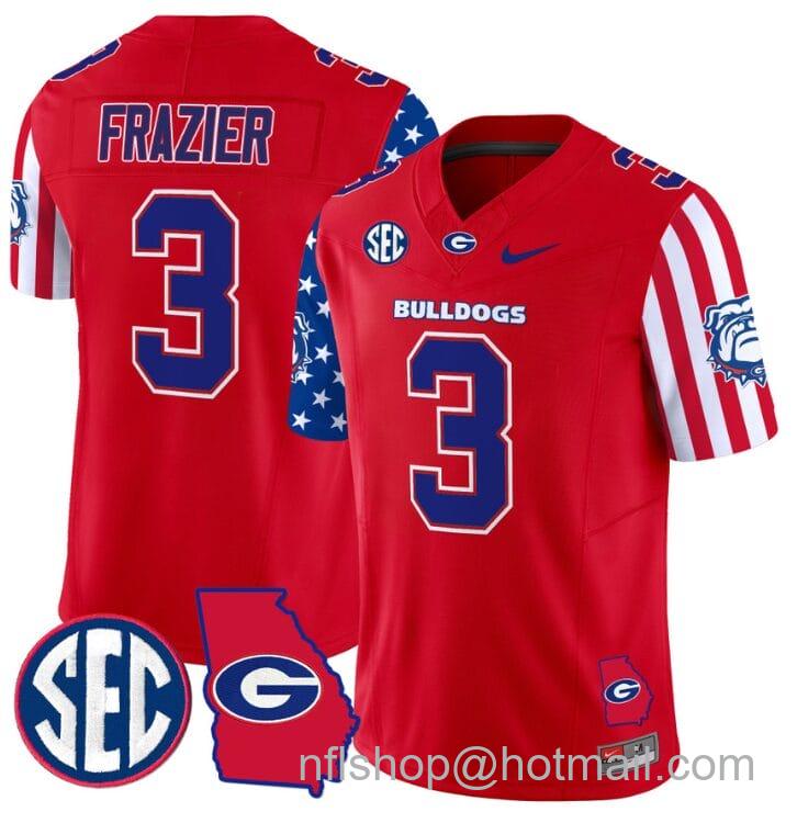 Men's Nike Nate Frazier Jersey #3 Georgia Bulldogs American Style Vapor Limited Football Stitched Red