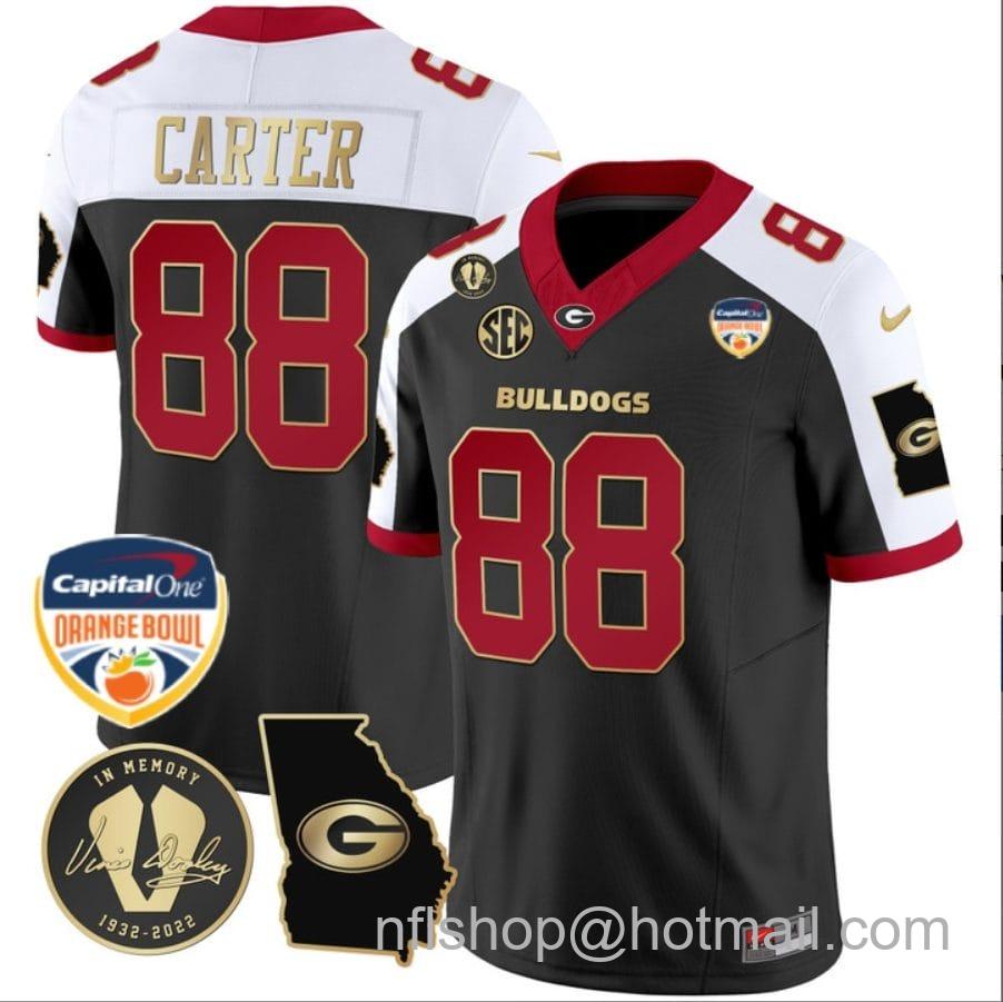 Men's Nike Jalen Carter Jersey #88 Georgia Bulldogs Vapor Limited Orange Bowl Patch Alternate