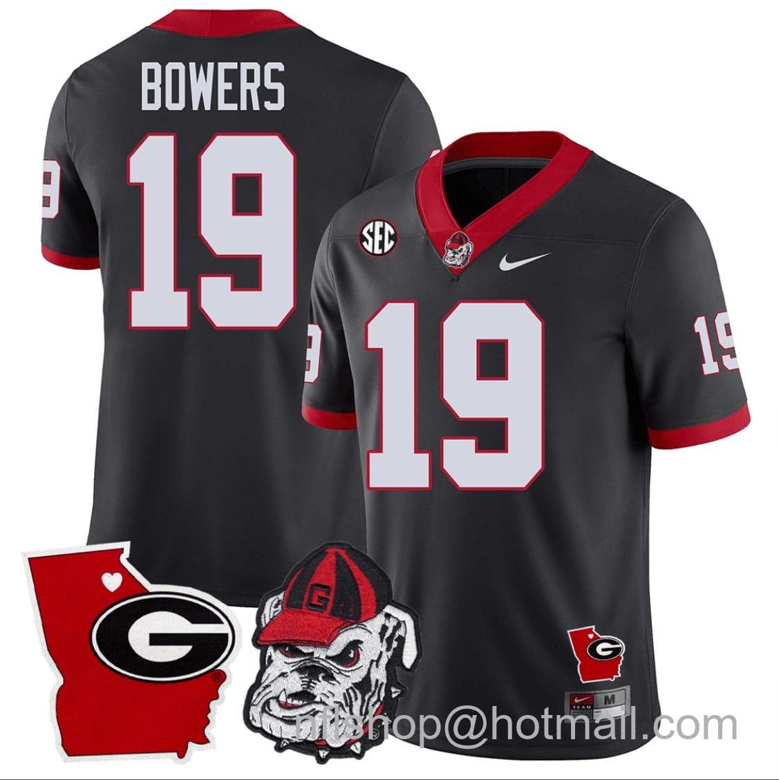 Men's Nike Brock Bowers Jersey #19 Georgia Bulldogs Georgia State Map College Football Stitched Black