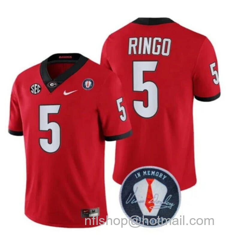 Men's Nike Georgia Bulldogs Kelee Ringo Jersey #5 Honoring Vince Dooley Patch All Stitched Red