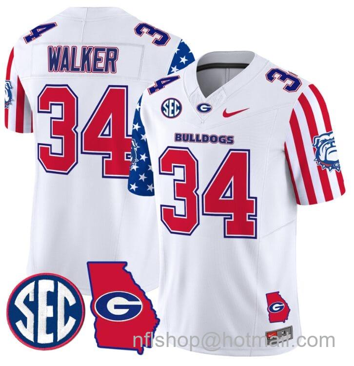 Men's Nike Herschel Walker Jersey #34 Georgia Bulldogs American Style Vapor Limited Football Stitched White