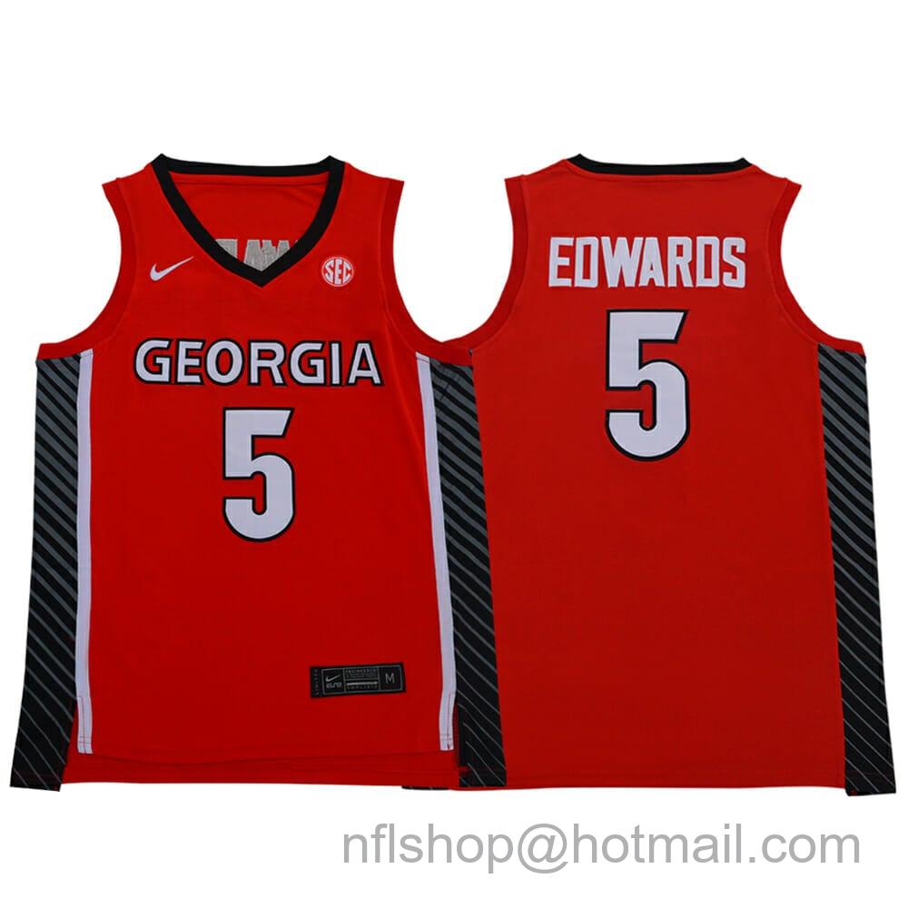 Men's Nike Georgia Bulldogs #5 Anthony Edwards NCAA Basketball Jersey Red