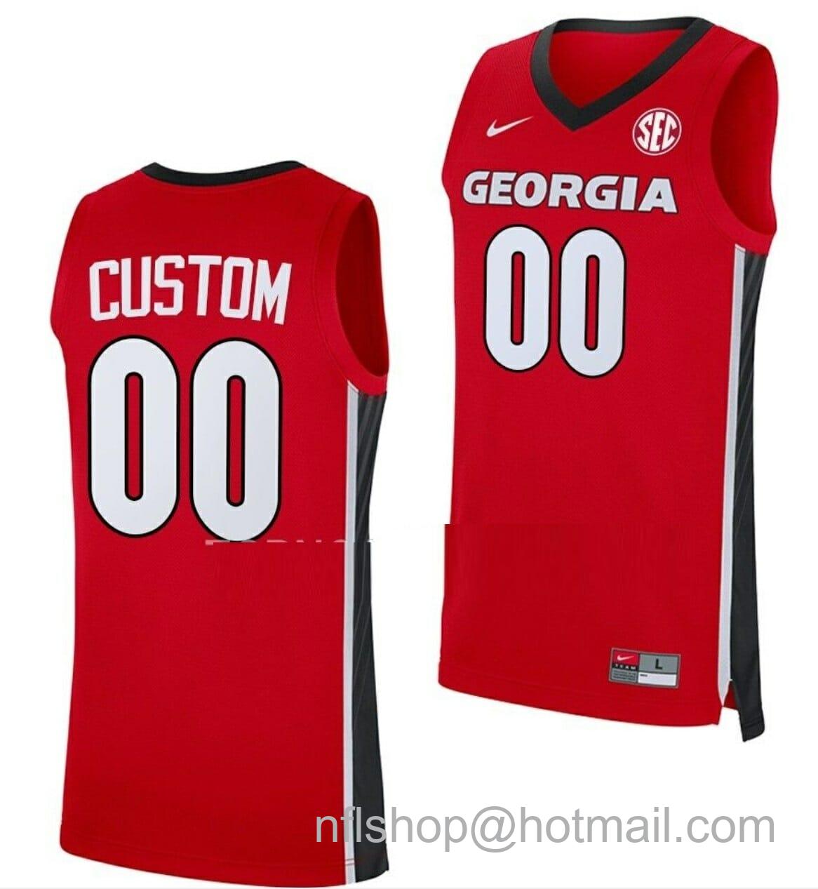 Men's Nike Custom Georgia Bulldogs Jersey Name And Number College Basketball SEC Patch Red