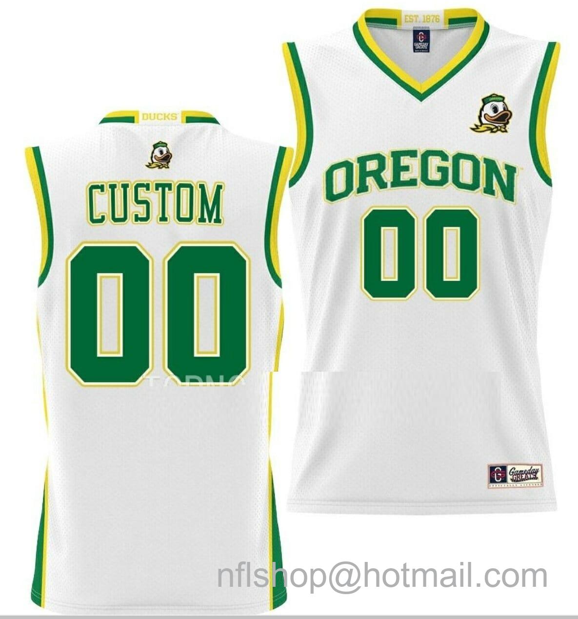 Men's Custom Gameday Greats Oregon Ducks Jersey Name and Number College Basketball NIL Pick-A-Player White