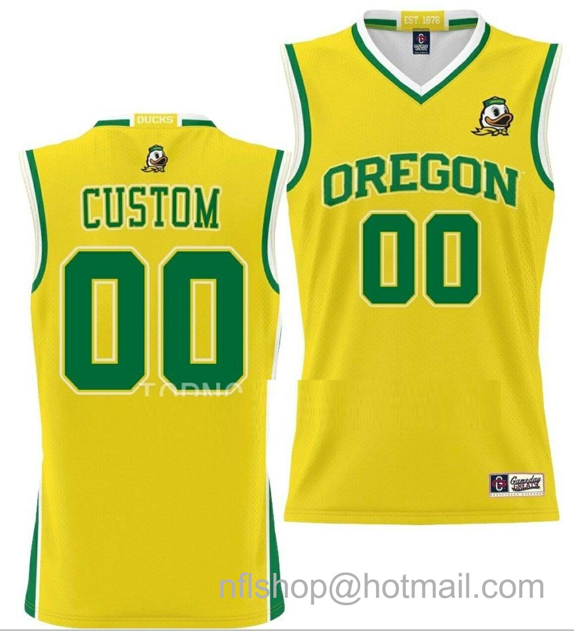 Men's Custom Gameday Greats Oregon Ducks Jersey Name and Number College Basketball NIL Pick-A-Player Gold