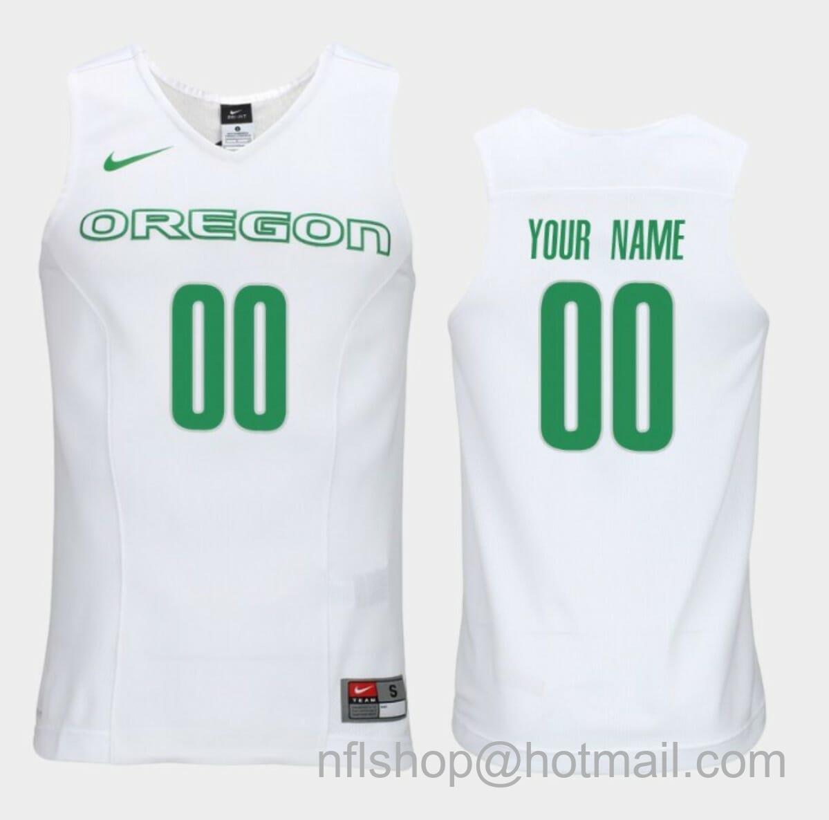 Men's Nike Custom Oregon Ducks Jersey Name and Number College Basketball White Elite