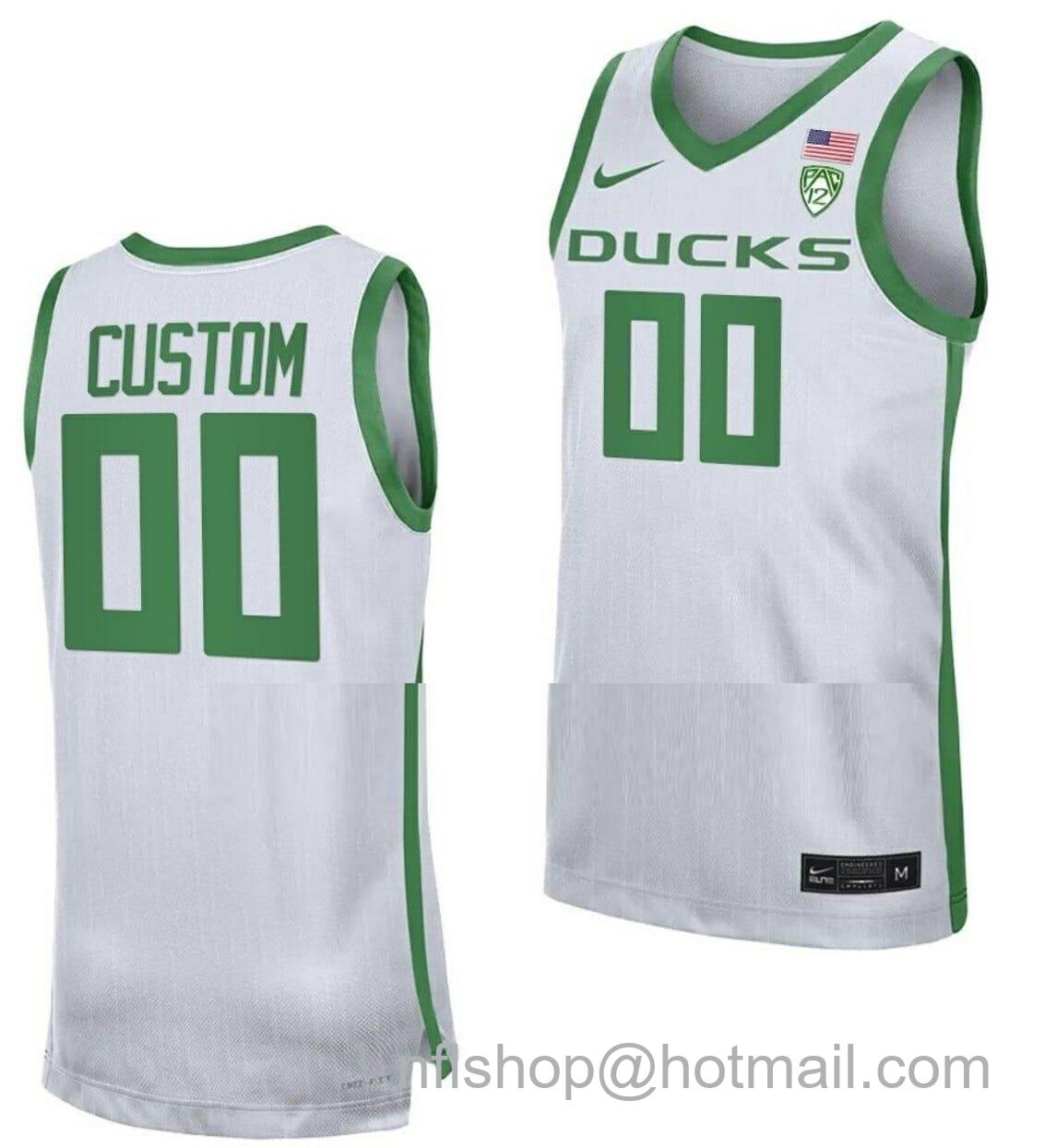 Men's Nike Custom Oregon Ducks Jersey Name and Number College Basketball White Replica