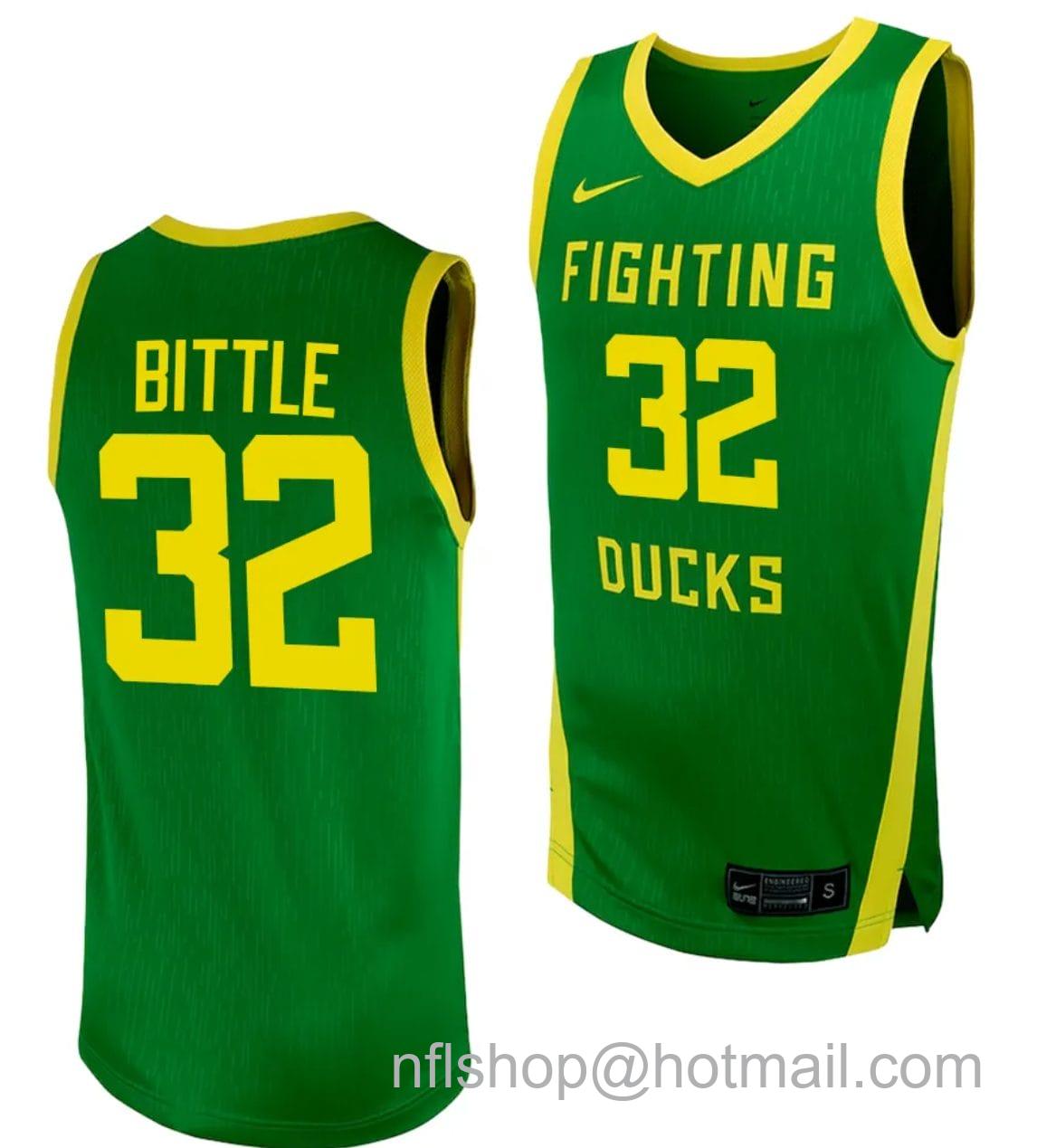 Men's Nike Nathan Bittle Jersey #32 Oregon Ducks Replica College Basketball uniform Green