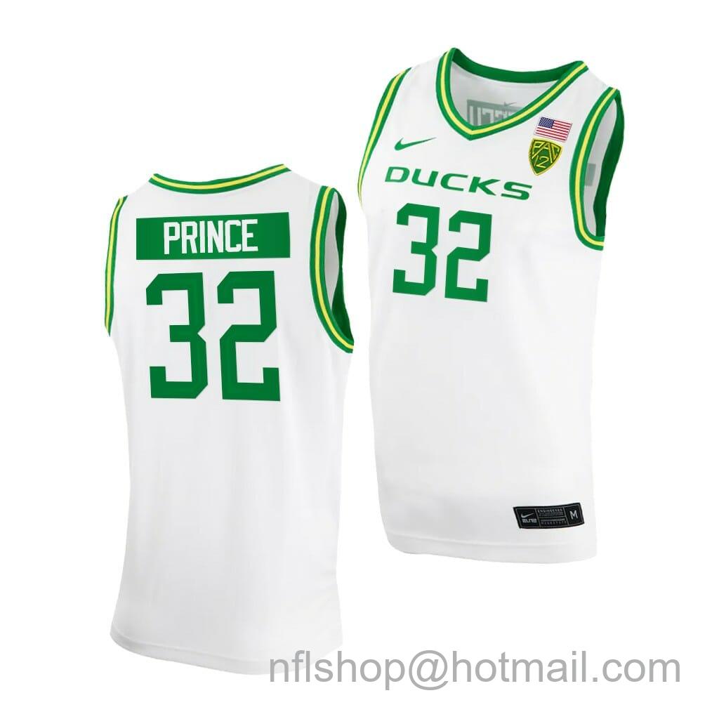 Men's Nike Sedona Prince Jersey Oregon Ducks College Basketball NCAA eligibility Jersey 2023 WNBA Draft White #32