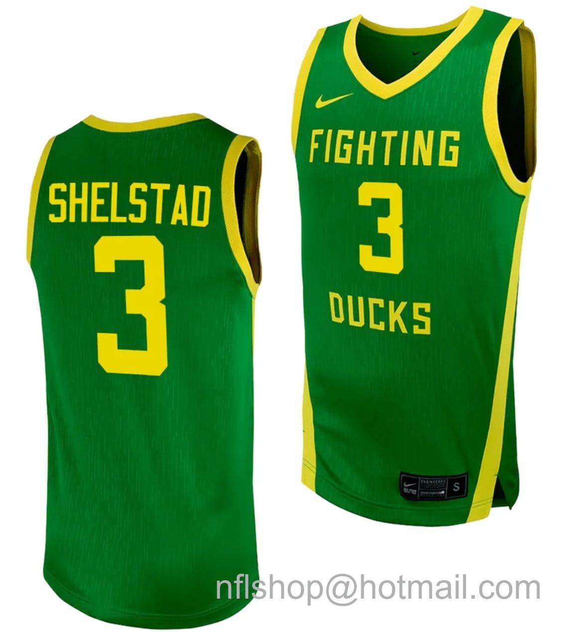 Men's Nike Jackson Shelstad Jersey #3 Oregon Ducks Replica College Basketball uniform Green