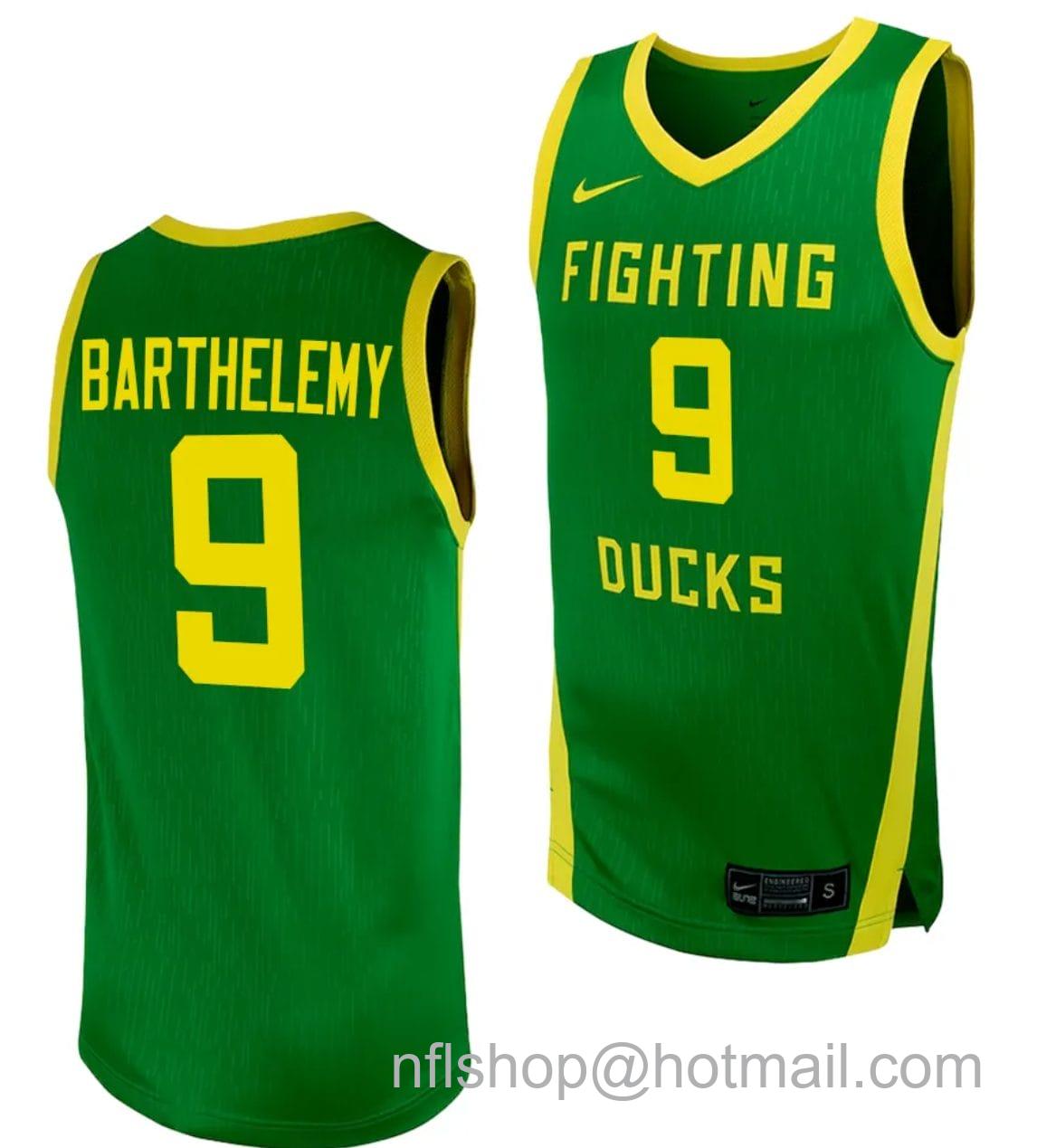 Men's Nike Keeshawn Barthelemy Jersey #9 Oregon Ducks Replica College Basketball uniform Green