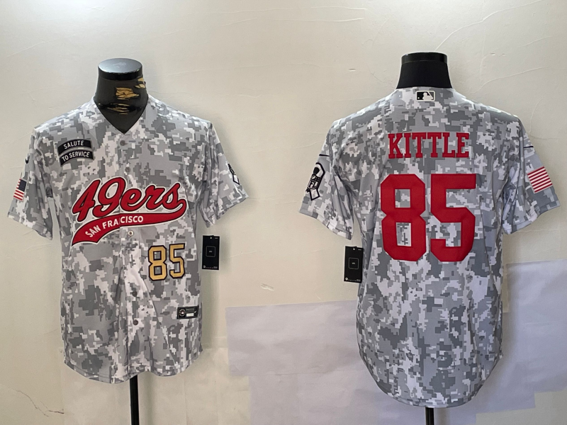 Men's San Francisco 49ers #85 George Kittle Arctic Camo 2024 Salute to Service Stitched Baseball Jerseys