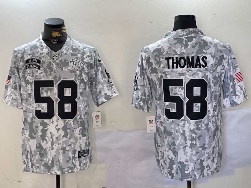 Men's Kansas City Chiefs #58 Derrick Thomas Arctic Camo 2024 FUSE Salute to Service Limited Stitched Jersey