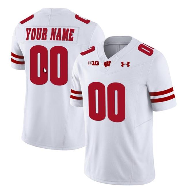 Men's Custom Wisconsin Badgers Jersey Name and Number Vapor Limited College Football White