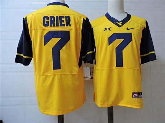 Men's West Virginia Mountaineers #7 Will Grier College Football Jersey Yellow_1