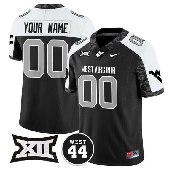 Men's Custom West Virginia Mountaineers Jersey Name and Number 2024 Vapor Limited Football Honor Jerry West Stitched Alternate_1