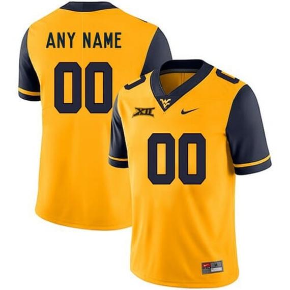 Men's Custom West Virginia Mountaineers Football Jersey College Yellow_1