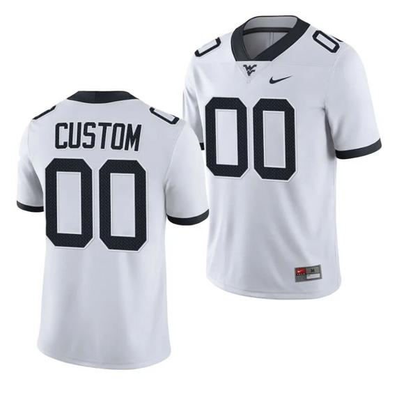 Men's Custom West Virginia Jersey Name and Number College Football 2023 Game White_1