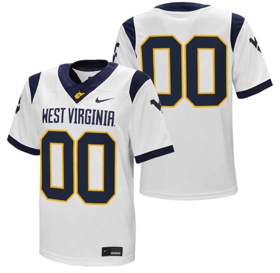 Men's Custom West Virginia Mountaineers Jersey Name and Number College Football Stitched White_1