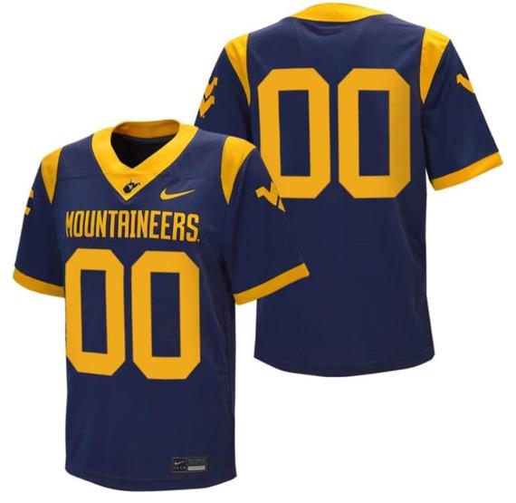 Men's Custom West Virginia Mountaineers Jersey Name and Number College Football Stitched Navy_1